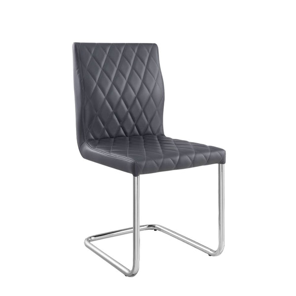 ACME Ansonia Gray Synthetic Leather & Chrome Side Chair (Set-2) Model 77832