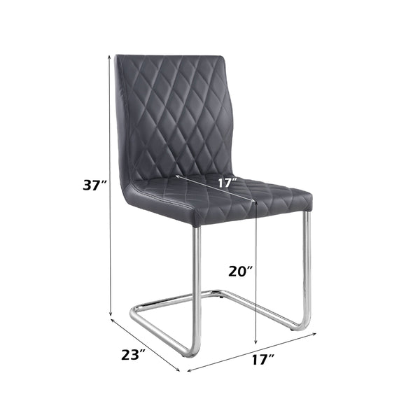 ACME Ansonia Gray Synthetic Leather & Chrome Side Chair (Set-2) Model 77832