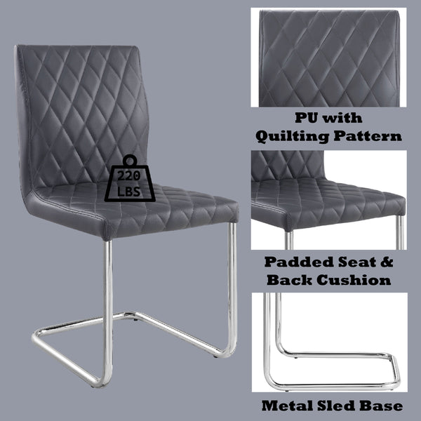 ACME Ansonia Gray Synthetic Leather & Chrome Side Chair (Set-2) Model 77832