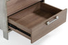 Boston Modern Brown Oak & Brushed Stainless Steel Nightstand
