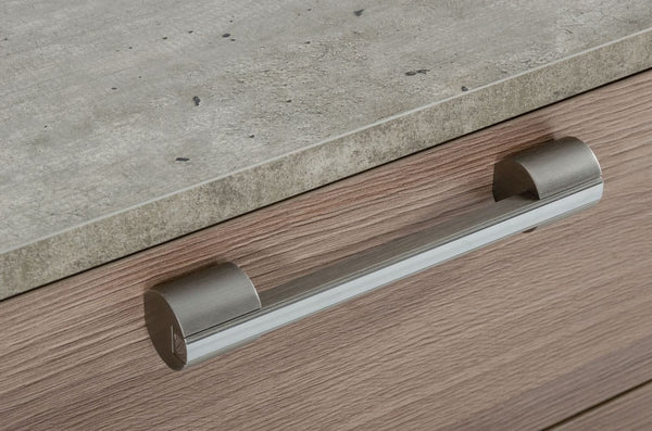 Boston Modern Brown Oak & Brushed Stainless Steel Nightstand