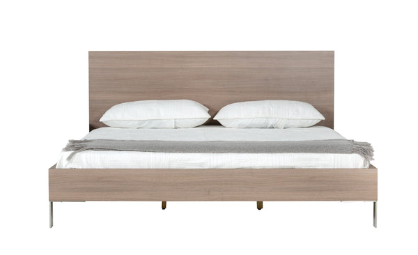 Nova Domus Boston Modern Brown Oak & Brushed Stainless Steel Bed Model VGANBOSTON-BED