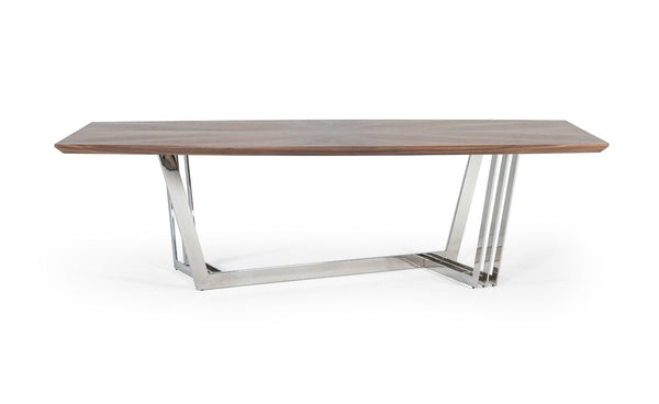 Gilroy Modern Walnut & Stainless Steel Dining Table