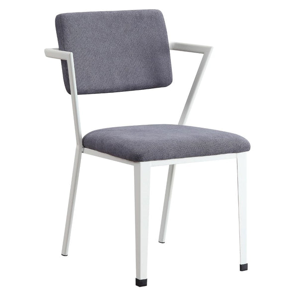 ACME Cargo Gray Fabric & White Dining Chair (Set-2) Model 77882