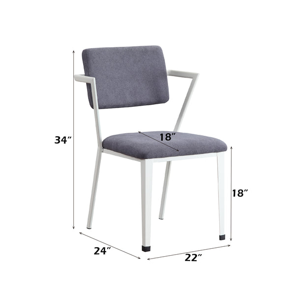 ACME Cargo Gray Fabric & White Dining Chair (Set-2) Model 77882