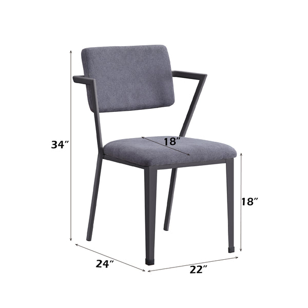 ACME Cargo Gray Fabric & Gunmetal Dining Chair (Set-2) Model 77902