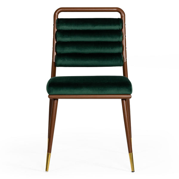 Biscay Modern Dark Green & Walnut Steel Dining Chair