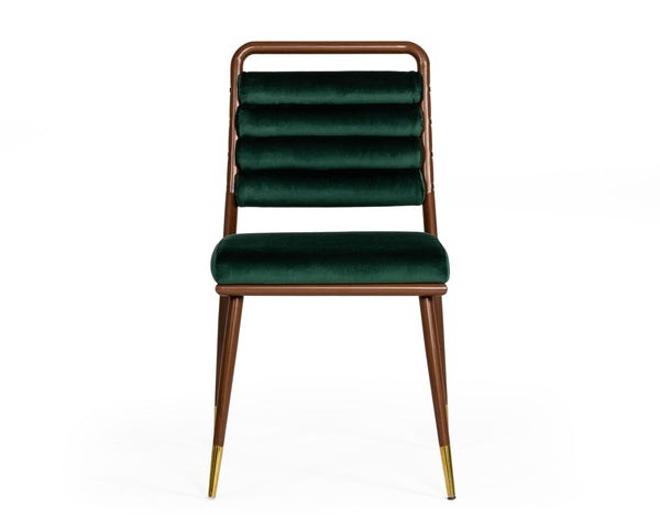 Modrest Biscay Modern Dark Green & Walnut Steel Dining Chair Model VGEUMC-9697CH-GRN