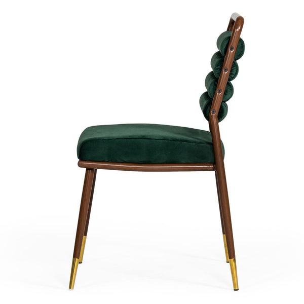 Biscay Modern Dark Green & Walnut Steel Dining Chair