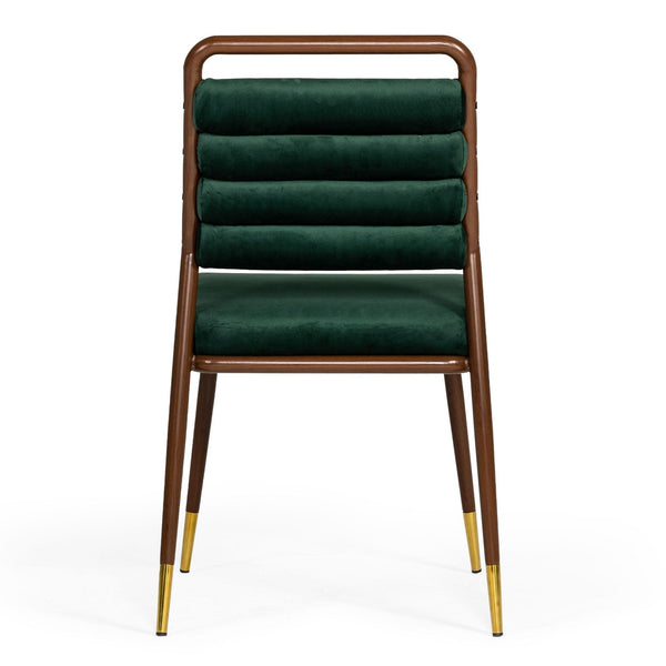 Biscay Modern Dark Green & Walnut Steel Dining Chair