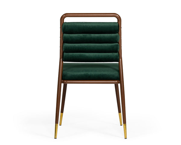 Modrest Biscay Modern Dark Green & Walnut Steel Dining Chair Model VGEUMC-9697CH-GRN