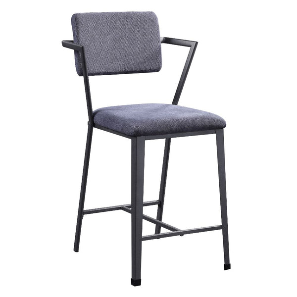 ACME Cargo Fabric & Gunmetal Counter Height Chair (Set-2) Model 77907