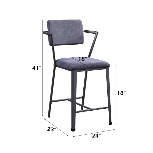 ACME Cargo Fabric & Gunmetal Counter Height Chair (Set-2) Model 77907