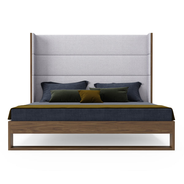 Modrest Helenora Contemporary Grey Fabric & Walnut Trim Bed Model VGVC-BD1502-WAL