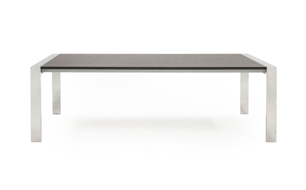 Modrest Fauna Modern Elm Grey & Stainless Steel Chrome Dining Table Model VGBBBN-2T-GREY-DT