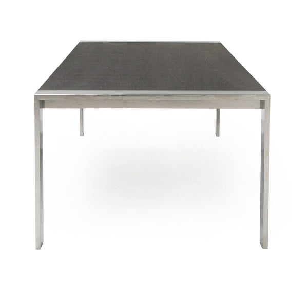 Modrest Fauna Modern Elm Grey & Stainless Steel Chrome Dining Table Model VGBBBN-2T-GREY-DT