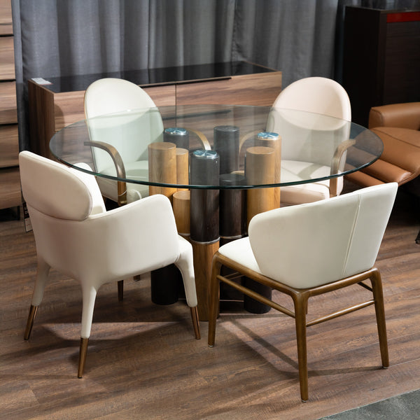 Modrest Greta Modern Glass & Walnut Dining Table Model VGCSRT-19070-WAL-DT