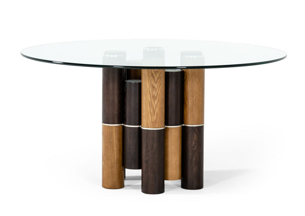 Modrest Greta Modern Glass & Walnut Dining Table Model VGCSRT-19070-WAL-DT