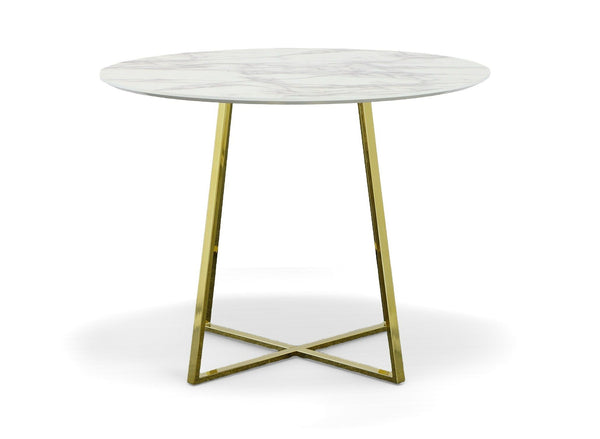 Modrest Swain Modern Faux Marble & Gold Round Dining Table Model VGFHFDT8004