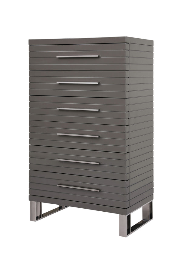 Modrest Splendor Grey High Gloss Slatted Chest Model VGVCJ20256-6H-GRY-CHEST