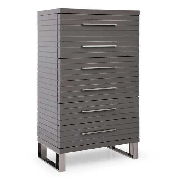 Splendor Grey High Gloss Slatted Chest