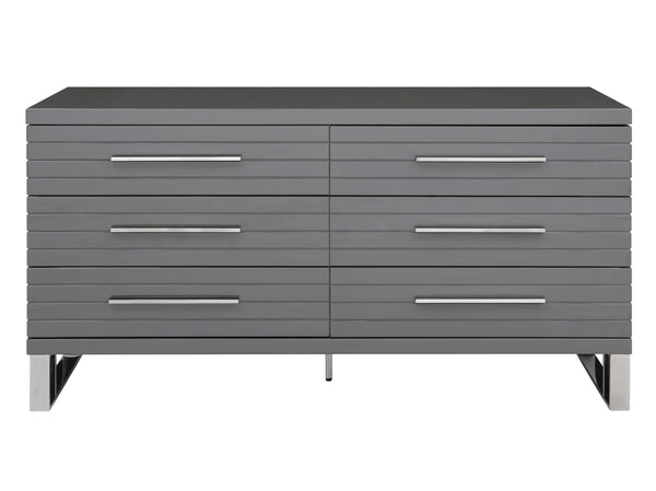 Splendor Grey High Gloss Slatted Dresser