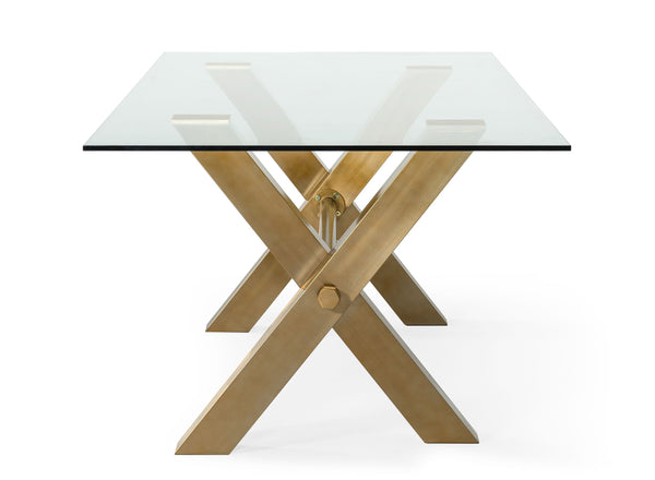 Dandy Modern Golden & Glass Dining Table