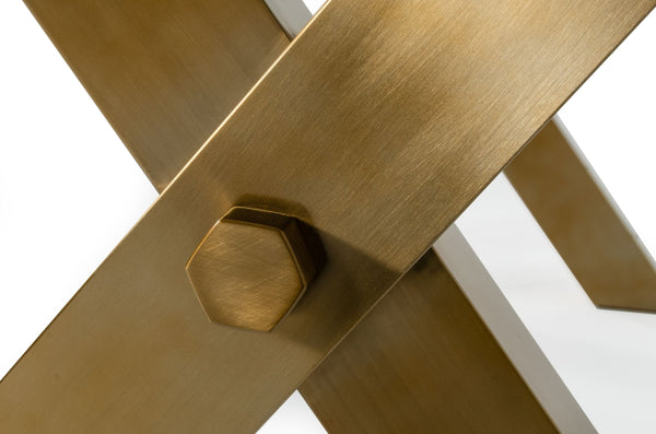 Dandy Modern Golden & Glass Dining Table