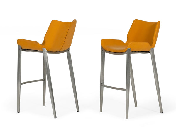 Modrest Dave Modern Orange Leatherette Bar Stool (Set Of 2) Model VGHR5368/B-ORG-BS