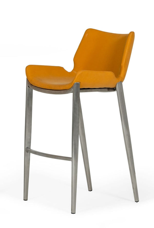 Dave Modern Orange Leatherette Bar Stool (Set of 2)