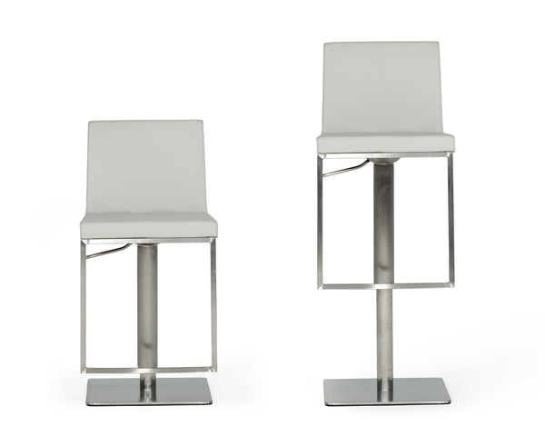 Folsum Modern Light Grey & Brushed Stainless Steel Bar Stool