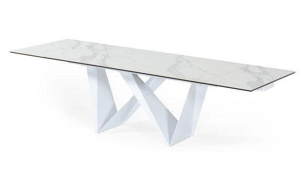 Modrest Fritz Modern White Extendable Ceramic Dining Table Model VGNSGD8767-WHT