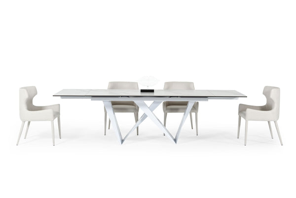 Modrest Fritz Modern White Extendable Ceramic Dining Table Model VGNSGD8767-WHT