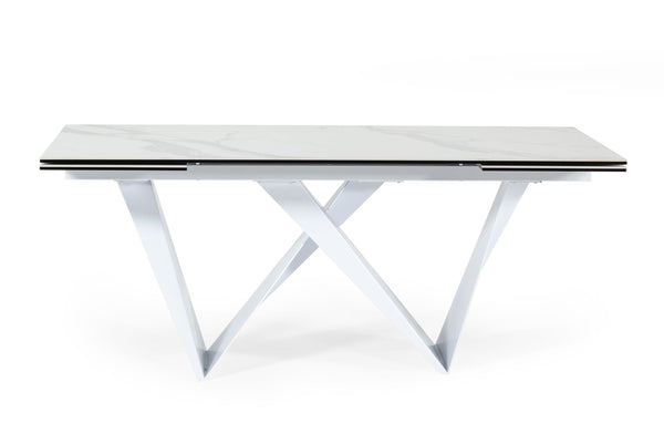Modrest Fritz Modern White Extendable Ceramic Dining Table Model VGNSGD8767-WHT