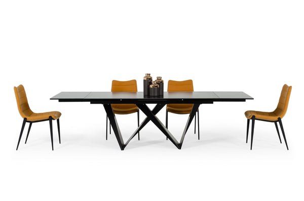 Modrest Fritz Modern Black Extendable Ceramic Dining Table Model VGNSGD8767-BLK-DT