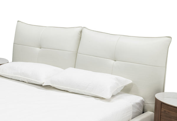 Modrest Patrick Modern White Leather Bed Model VGKKB-75X-BED