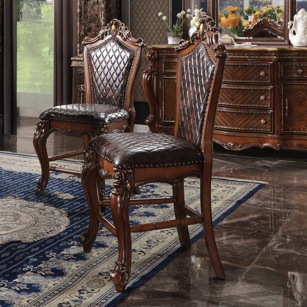 ACME Picardy Honey Oak & Synthetic Leather Counter Height Chair (Set-2) Model 78222