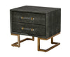 Howard Modern Shagreen Grey Leatherette & Gold Nightstand