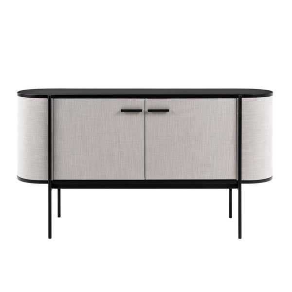Modrest Hobart Modern Beige Fabric & Black Metal Buffet Model VGDWJ9743--BEI-BUF