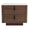 Chelton Contemporary White Ceramic & Walnut Nightstand