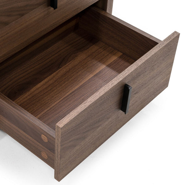 Chelton Contemporary White Ceramic & Walnut Nightstand