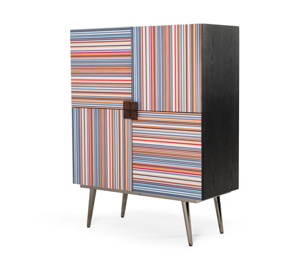 Macoy Modern Multicolor and Black Ash Wine Cabinet