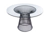 Modrest Chandler Modern Round Glass & Black Stainless Steel Dining Table Model VGZAT007-1-BLK-DT