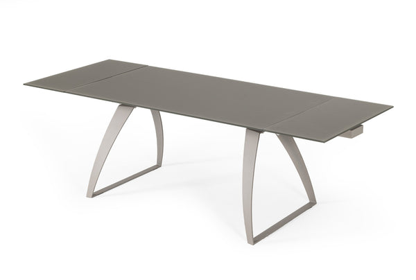 Modrest Pittson Modern Extendable Grey Glass Dining Table Model VGYFDT8852F-GRY-DT