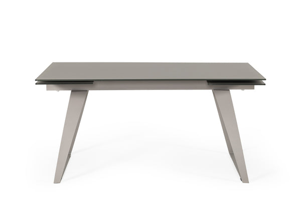Modrest Pittson Modern Extendable Grey Glass Dining Table Model VGYFDT8852F-GRY-DT