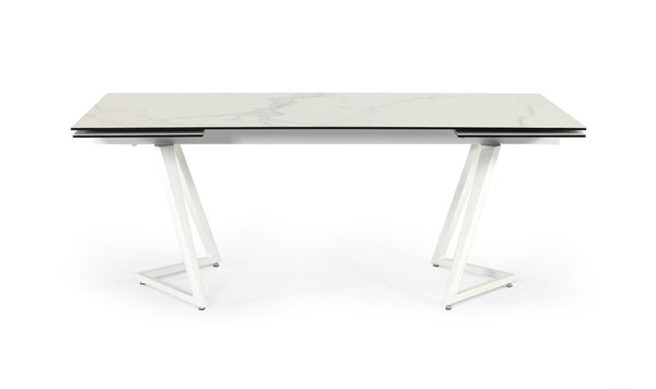 Modrest Farrell Modern White Ceramic Extendable Dining Table Model VGYFDT8765-3C-WHT-DT