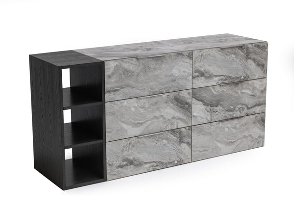 Nova Domus Maranello Modern Grey Wash & Faux Marble Dresser Model VGMAMQT-S25-BR-121-GRY-DRS