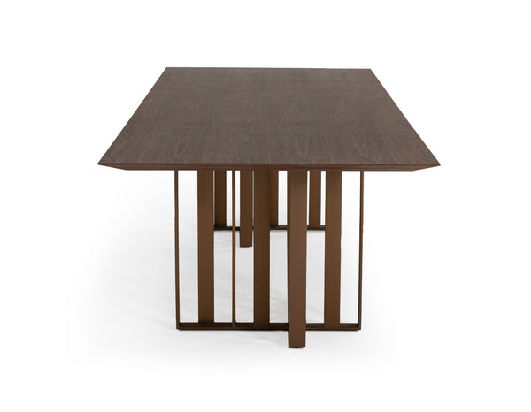 Livia Modern Wenge & Gold Stainless Steel Dining Table