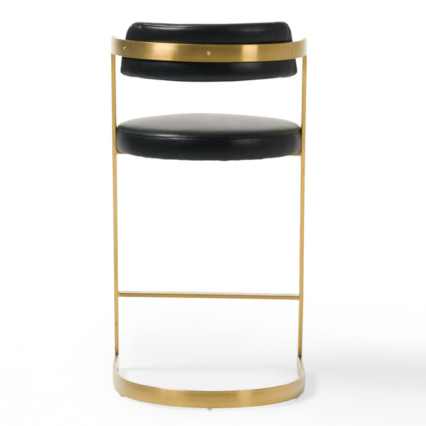 Shandra Black Leatherette + Gold Counter Stool