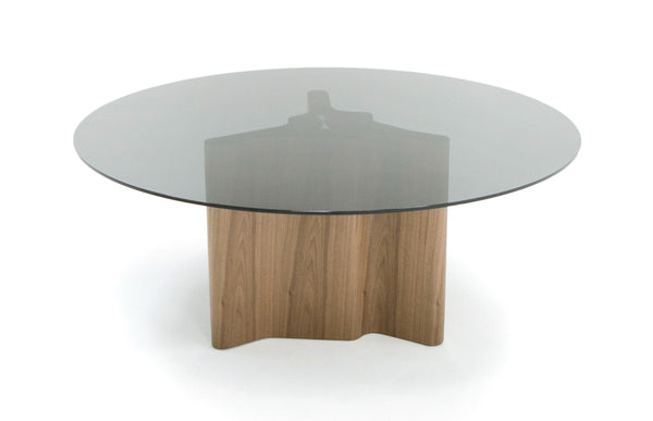 Modrest Kaye Modern Walnut & Glass 71" Round Dining Table Model VGBBMI2102A-BRN-DT
